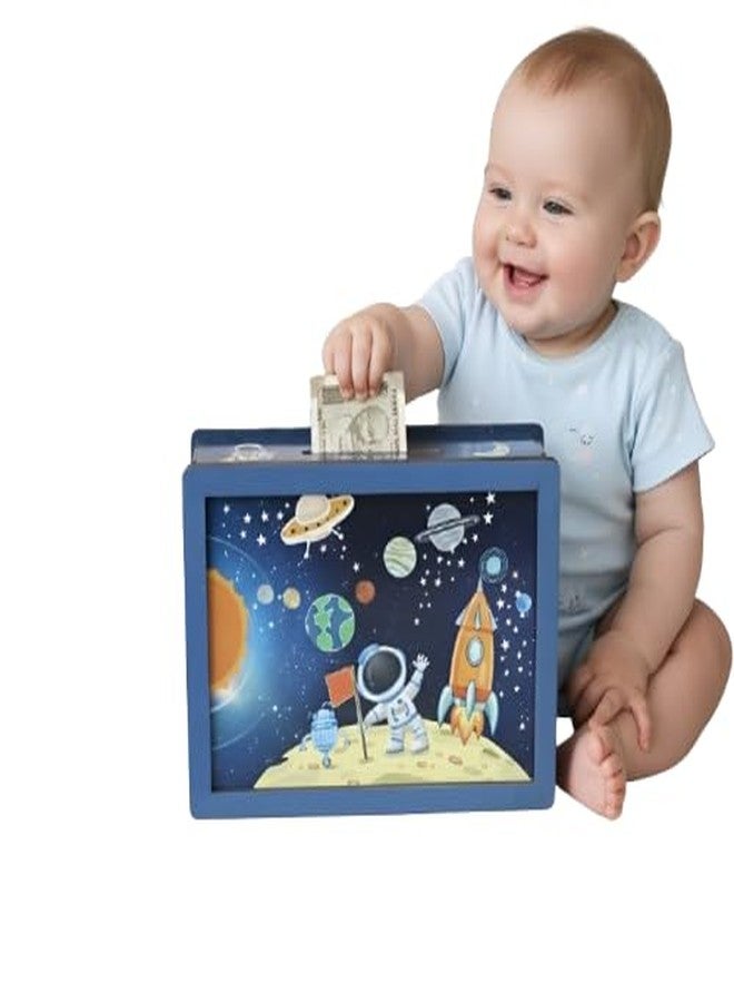 DARSHANAM WORLD Space Theme Money Bank for Kids | Baby Learning Piggy Bank | Cartoon Astronaut Rocket Design Coin & Cash Saving Box | Educational Gift for Children (Galaxy) - Image 1